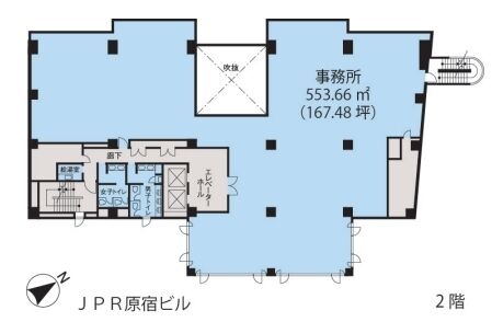 JPR原宿ビル 2階(167.48坪)の情報 | 賃貸オフィス・貸事務所- 東京ベストオフィス TOKYO BEST OFFICE